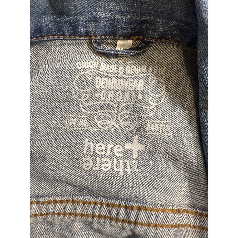 Women's Here + There Denim Blue Jean‎ Faded Look Jacket Size Medium - Picture 4 of 8
